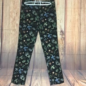 H&M ankle pants embroidered bees crowns trees